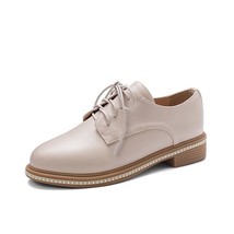 Spring Autumn Women Martin Oxfords Flat Shoes PU Leather Lace UP Round Toe Mocca - £54.62 GBP