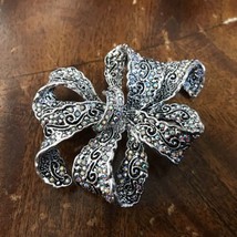 Vintage Large 2.5&quot;  Rhinestone Crystal Curly Q Swirl Brooch Pin - £14.22 GBP
