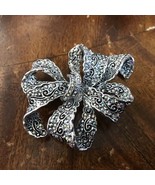 Vintage Large 2.5&quot;  Rhinestone Crystal Curly Q Swirl Brooch Pin - £14.01 GBP