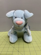 Russ Doogles Jr Puppy Dog Plush Rattle Baby Blue 12” Stuffed Animal Bow Toy - $14.84