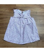 Lands End Girls Purple Floral Micro Print Sleeveless Top Bow Ruffle Size 6 - $17.82