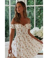 Romantic off the shoulder dress woman floral strapless short dress sprin... - £35.51 GBP