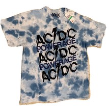 AC DC Powerage Rock T-Shirt Men&#39;s Size Lg Blue White Tie-Dye Cotton Shor... - $21.97
