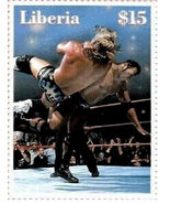 2000 wwf The Rock with The Rock Bottom Finishing Move Liberia $15 stamp ... - £1.48 GBP
