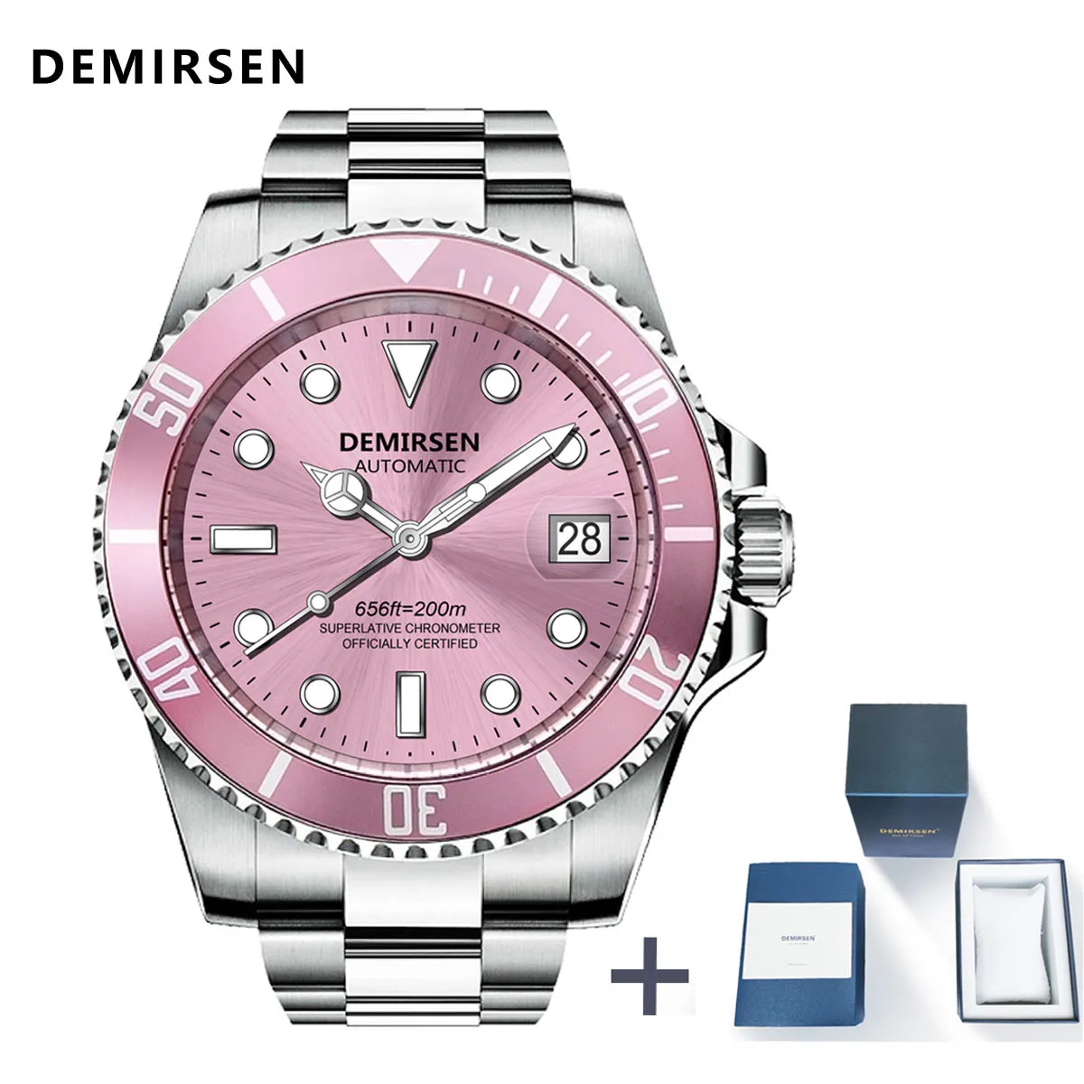 Watch Demirsen   Dress Automatic Watch Business Pink Stainless Steel Waterproof  - £91.67 GBP