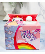 Whimsical Animated Rainbow Unicorn Horse Coin Grabber Money Bank Box Scu... - $36.91 CAD