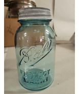 Vintage Ball Perfect Mason Small Mouth Blue Jar With Zinc Glass Lid No. ... - £7.85 GBP