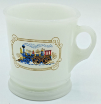 Vintage Avon Milk Glass Shaving Mug Cup Iron Horse Railroad Train Locomotive - £7.03 GBP