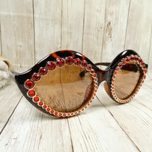 Red Jeweled Stones Sunglasses Orange Tint EA1257D - Costume Party Mardi ... - £19.45 GBP