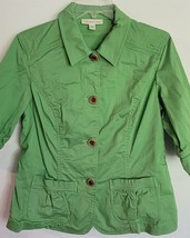 Womens 12 Coldwater Creek Lime Green Lightweight Button-Up Casual Jacket - $8.91