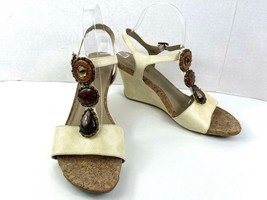 Kenneth Cole Reaction Seeking Cedar Womens 10 M Tan Beaded Snake Wedge S... - $27.54
