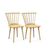 Windsor Dining Chairs Set of 2 Rubber Wood Kitchen Chairs with Spindle B... - $185.28 CAD