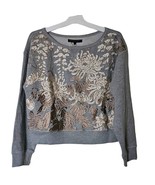  New Burning Torch Helena Floral &amp; Foliage Embroidered Sweatshirt $250 S... - $135.40 CAD