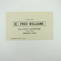 Political Campaign Election Card Greenville Ohio Fred Williams City Audi... - $29.99