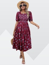 Maroon Rayon cotton western dress for women - $38.00