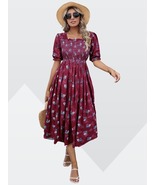 Maroon Rayon cotton western dress for women - £30.28 GBP