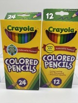 (2a) Crayola Colored Pencils Long Lasting  Sharpened Pink 24 &amp; 12-Color Set 36tt - £4.65 GBP