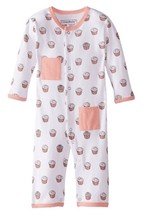 NWT L&#39;OVEDBABY CUPCAKE CORAL BABY ORGANIC COTTON OVERALL ROMPER 9-12M - £10.07 GBP