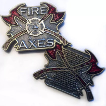 FIRE FIREMAN FIREFIGHTER AXES 2.5&quot; CHALLENGE COIN - £9.77 GBP