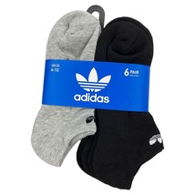 Nwt 6-PAIRS Pack Adidas Msrp $26.99 Men&#39;s Black Gray No Show Socks Sizes 6-12 - £12.08 GBP