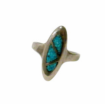 Vintage Silver Tone Ring with Blue / Green Aqua Colored Stones Size 8.5 - £31.92 GBP