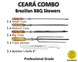 Ceara Combo - Set of 5 - Brazilian Skewers 28" + Knife 8" -  Professional Grade - £74.70 GBP