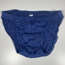 Vintage Men&#39;s Arrow Bikini brief Size L underwear 100% Cotton Retro Solid Blue - £11.62 GBP