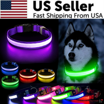 LED Adjustable Dog Collar Blinking Flashing Light up Glow Pets Safety Waterproof - £6.85 GBP+