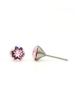 6mm Pink Swarovski Studs | October Crystal Earrings | Mini Birthstone Ea... - €15,60 EUR