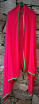 Pink Chiffon Dupatta Vintage Indian Pakistani Oversize Scarf Long Stole Shawl - £28.84 GBP