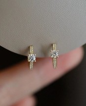 9ct Solid Gold Engagement Crystal Huggie Hoops - studding, wedding, 9K Au375 - $152.19