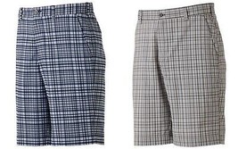 Men&#39;s Faldo Claret &amp; Green Golf Shorts Plaid Flat-Front Nick Faldo, Size 30 - £22.17 GBP