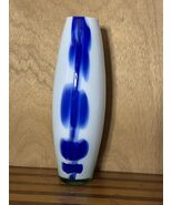 Frankonia Crystal Gallery 18&quot; Germany Glass Vase Abstract White Blue Tap... - $120.00