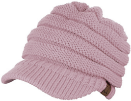 C.C Brand Brim Visor Trim Ponytail Beanie Ski Hat Knitted Messy Bun Cap ... - £11.49 GBP