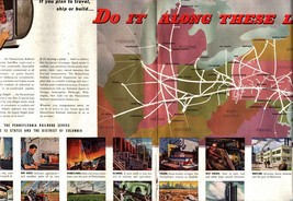 1946 PRR Pennsylvania Railroad art 2-page Ad system map e8 - $24.11