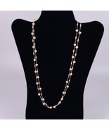 ✅ Vintage Faux Pearl Necklace Round Oval White Gold Color 46&quot; Silver Ton... - £5.72 GBP