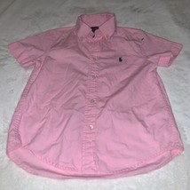 Boys Size 5 Ralph Lauren Solid Pink Short Sleeve Button Down Dress Shirt... - £14.15 GBP