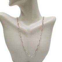 Figaro Chain Necklace Silver Tone Lobster Closure Vintage 18 in - $17.81