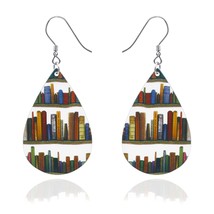 Teardrop Book Earrings as Teacher Gifts for Women Bookcase Earrings as Book Love - £18.79 GBP