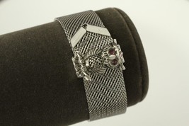 Vintage Jewelry SARAH COVENTRY Silver Tone Metal Owl NOCTURE Mesh Bracelet - $17.84