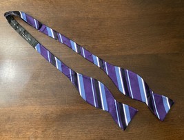 Saddlebred Bow Tie Purple Blue White Stripes - £10.29 GBP