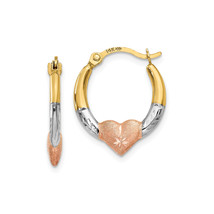 Finest Gold 14 x 16 mm 14K Yellow Gold with White Rose Rhodium Heart Hoo... - €85,78 EUR