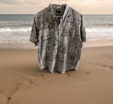 Reyn Spooner Hawaiian Shirt Mens XL Gray Hawaiian Tailored Palm Trees Hi... - £32.66 GBP