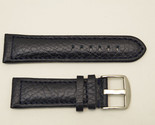 20mm Genuine Leather dark Navy blue  Watch Band padded strap silver tone... - £15.62 GBP