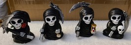 Grim Reaper Skull Day Of Dead Scythe Halloween Fantasy Figurine Statue Set Of 4 - £30.93 GBP
