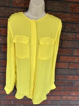 Bright Yellow Long Sleeve Blouse Size 10 H&amp;M Button Shirt Long Sleeve Top Career - £13.66 GBP
