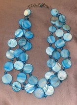 Vintage 16” Necklace Triple Strand Turquoise Round  Flat .75” Beads - $11.40