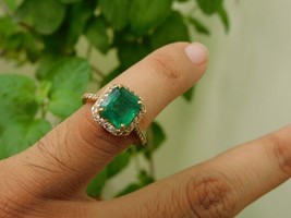 0.80 Karat H-I/SI1 Natürlich Zertifizierte Diamant &amp; Echt Smaragd Damen Ring 18 - £2,793.95 GBP