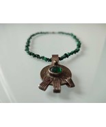 Handmade Malachite Chocker Necklace with 14th century coin from Morocco- Berber - £94.39 GBP