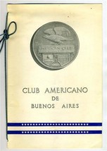 Club Americano De Buenos Aires Menu Argentina 1959 - £31.75 GBP